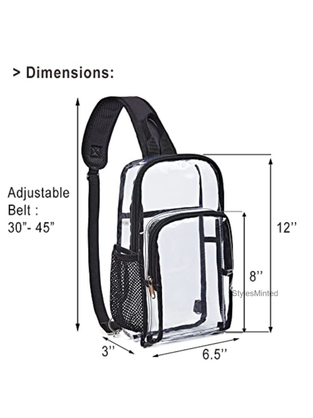 Clear Sling Bag Stadium Approved Shoulder Backpack PVC Travel Essentials - Picture 2 of 6